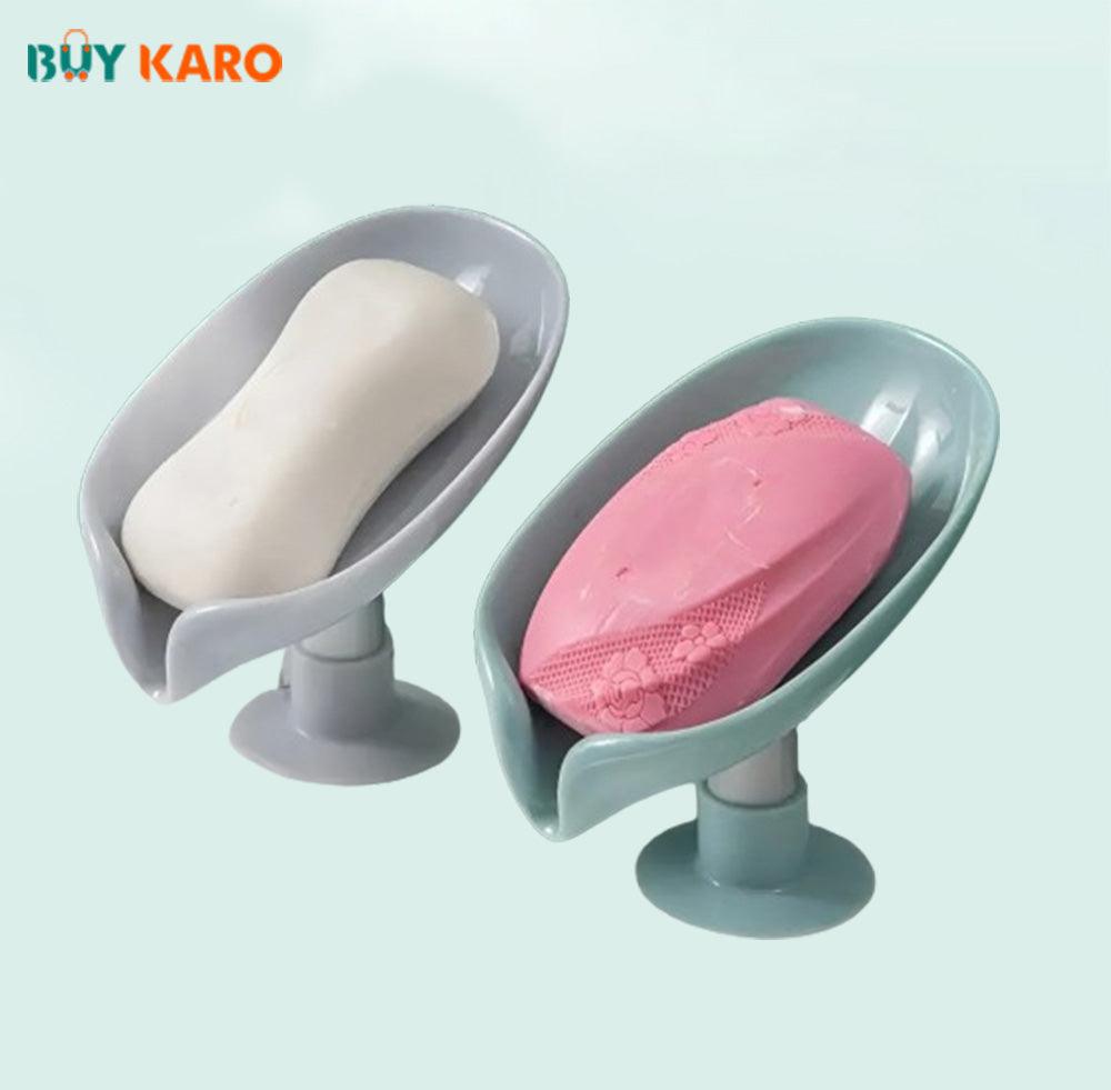 Pack of 3 Leaf Shape Soap Box Drain Soap Holder Box for Bathroom and Kitchen - Stylish Soap Dish Storage Plate Tray, Essential Bathroom and Kitchen Supplies and Gadgets - Buy Karo